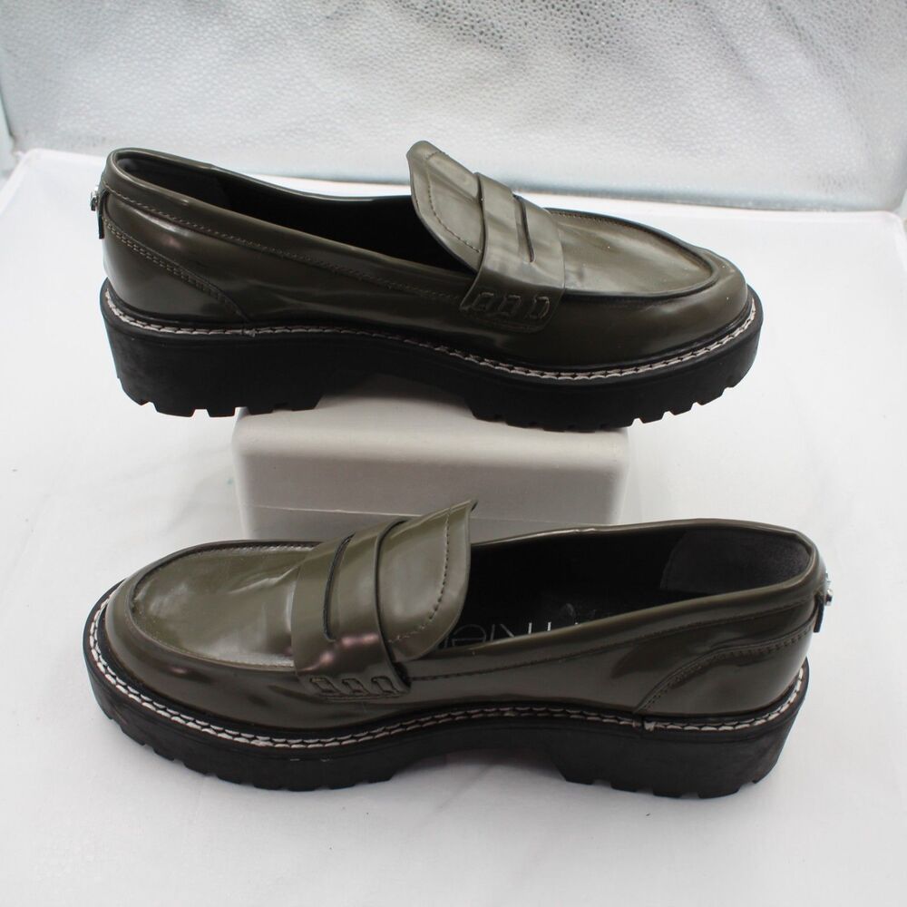 Calvin Klein Suzie Women's Size 8.5M Casual Lug Sole Penny Loafers Olive Green
